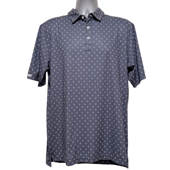 Straight Down Gray Short Sleeve All Over Print Performance Golf Polo Mens Large - Picture 1 of 12